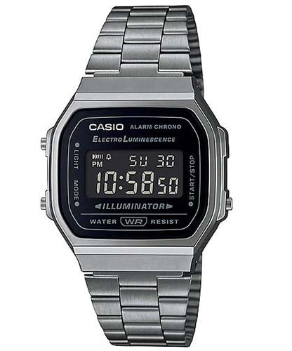 Casio Men's Watch Vintage Collection Digital, Black Dial Black Stainless Steel Strap, A168WGG-1BDF