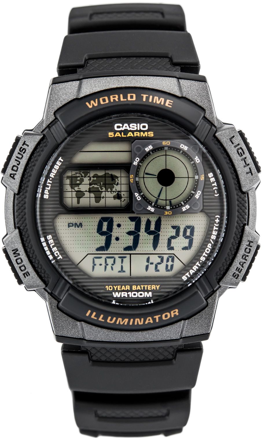 Casio Men's Watch Sport Collection Digital, Black Dial Black Silicone Strap, AE-1000W-1AVDF