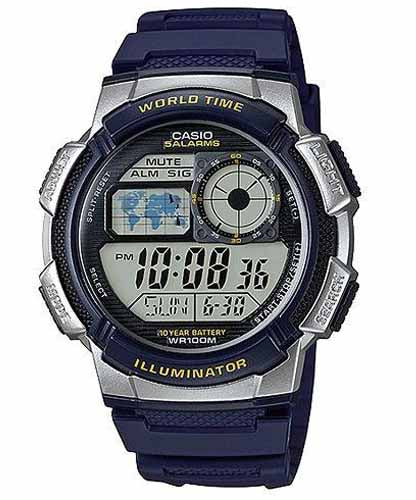 Casio Men's Watch Sport Collection Digital, Black Dial Blue Silicone Strap, AE-1000W-2AVDF