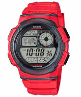 Casio Men's Watch Sport Collection Digital, Black Dial Red Silicone Strap, AE-1000W-4AVDF