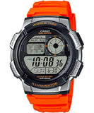Casio Men's Watch Sport Collection Digital, Black Dial Orange Silicone Strap, AE-1000W-4BVDF