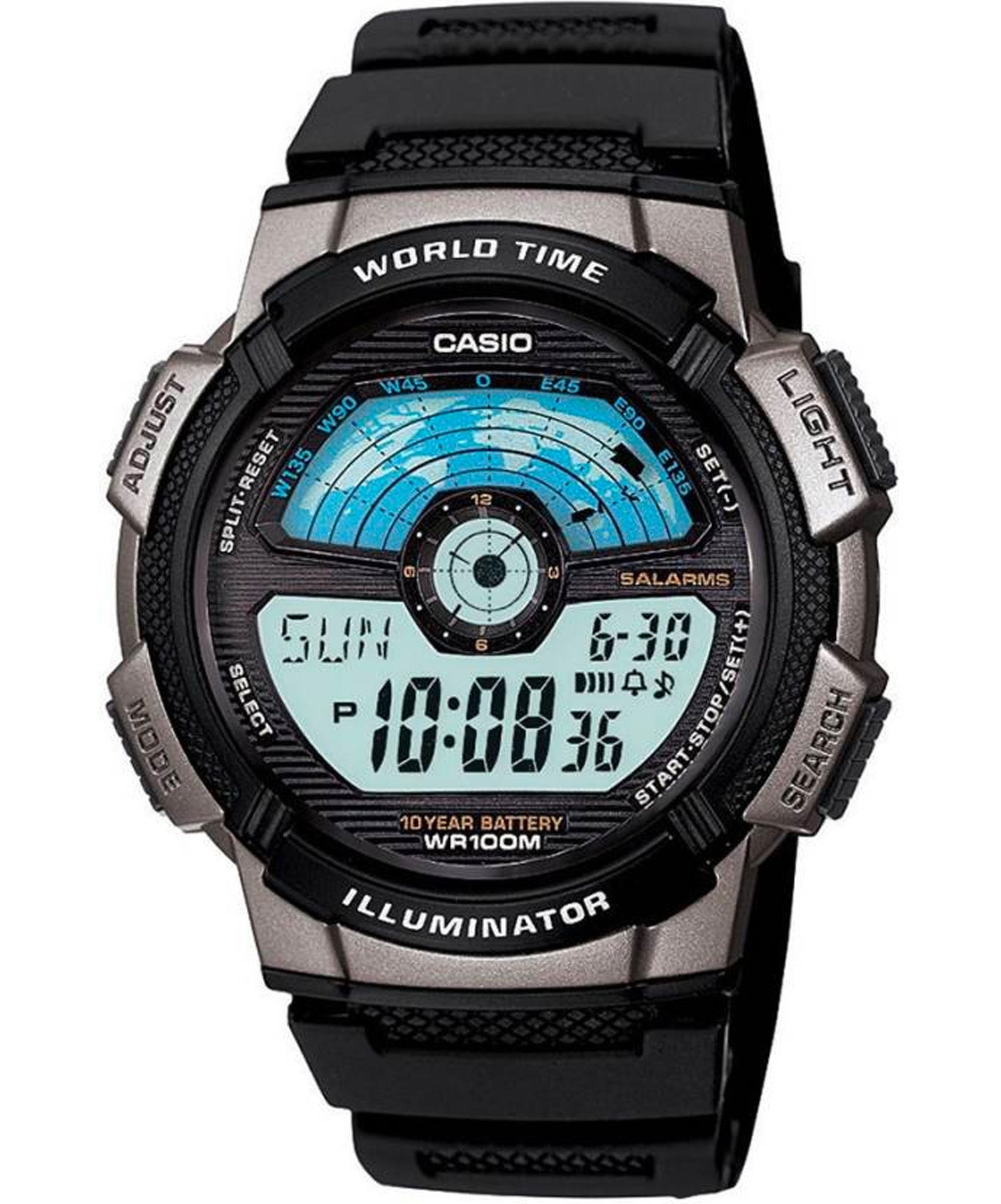 Casio Men's Watch Sport Collection Digital, Black Dial Black Silicone Strap, AE-1100W-1AVDF