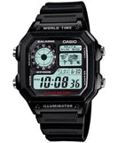 Casio Men's Watch Digital, Black Dial Black Silicone Strap, AE-1200WH-1AVDF