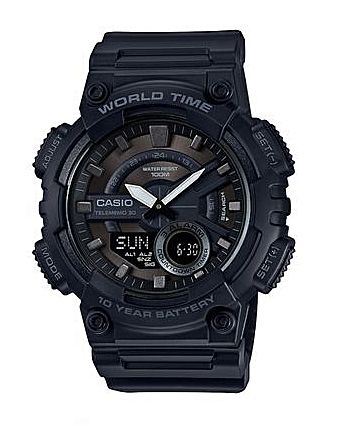 Casio men analog watch, black dial with comfortable strap, model CS-AEQ-110W-1BVDF, Bahrain