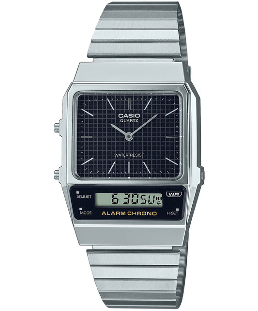 Casio unisex analog watch, black dial with comfortable strap, model CS-AQ-800E-1ADF, Bahrain