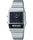 Casio Unisex Watch Analog Digital Display, Dual Time Stainless Steel Grey Ion Plated Band , AQ-800E-1ADF