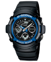 G-Shock Men's Watch Analog & Digital Combo, Black & Blue Dial Black Resin Band, AW-591-2ADR
