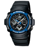 G-Shock Men's Watch Analog & Digital Combo, Black & Blue Dial Black Resin Band, AW-591-2ADR