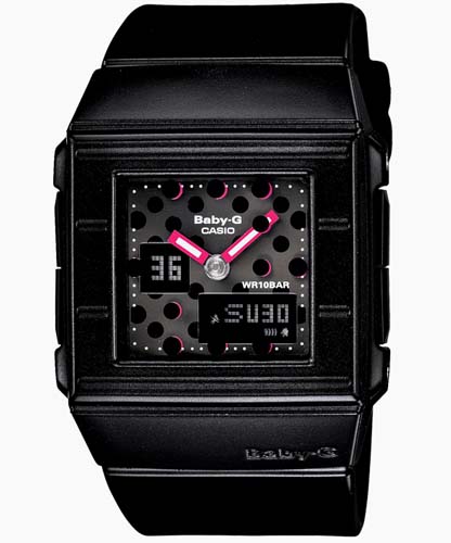 Baby-G men analog watch, black dial with comfortable strap, model GS-BGA-200DT-1EDR, Bahrain