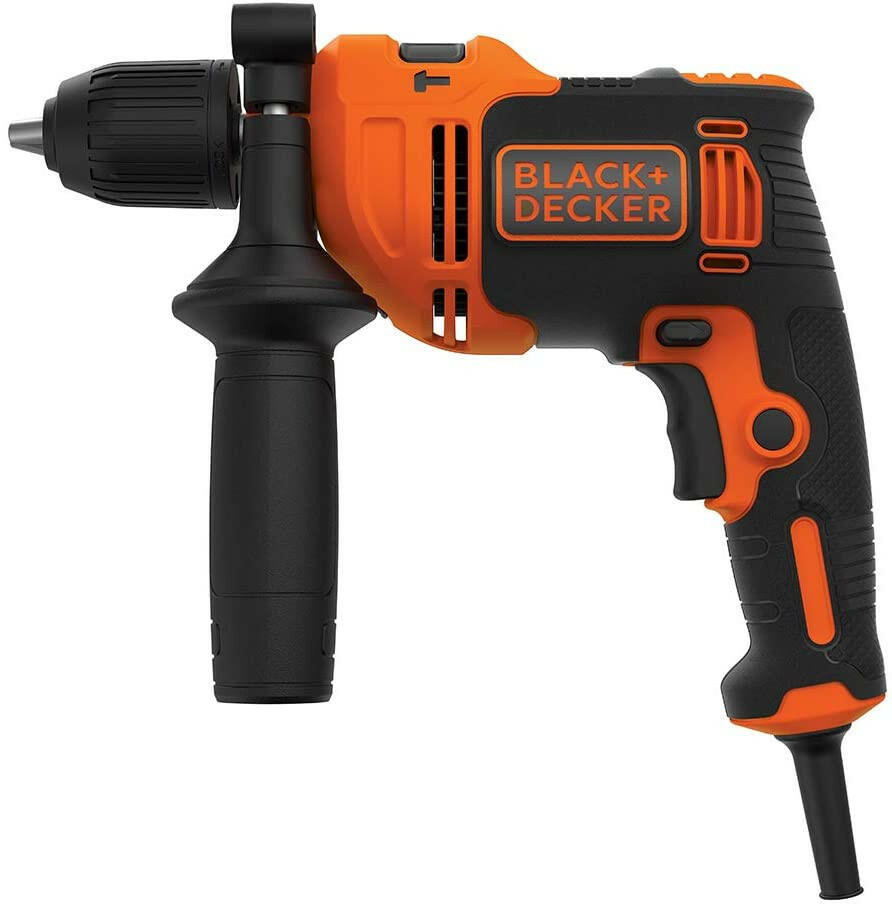Black+Decker, Single Gear Hammer Drill with 4 Drill Bits in Kitbox  BEH710K-GB