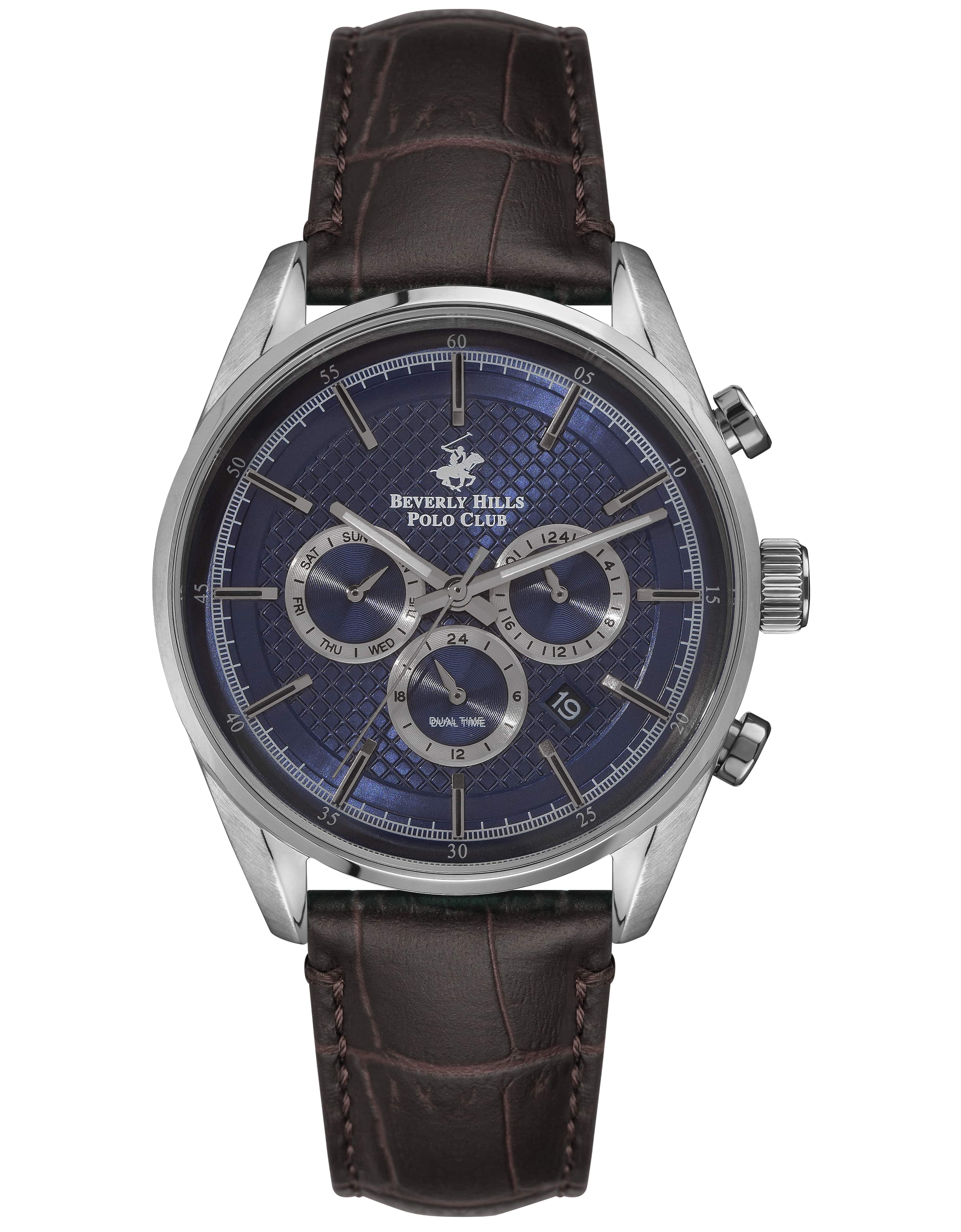 Beverly Hills Polo Club, Men's, Analog Watch, Blue Dial, with Leather Band, BH-BP3004X.392