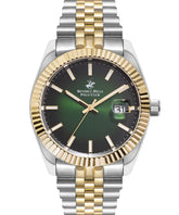 Beverly Hills Polo Club  Men's Analog Watch, Green Dial Silver & Gold Stainless Strap,BP3018X.270