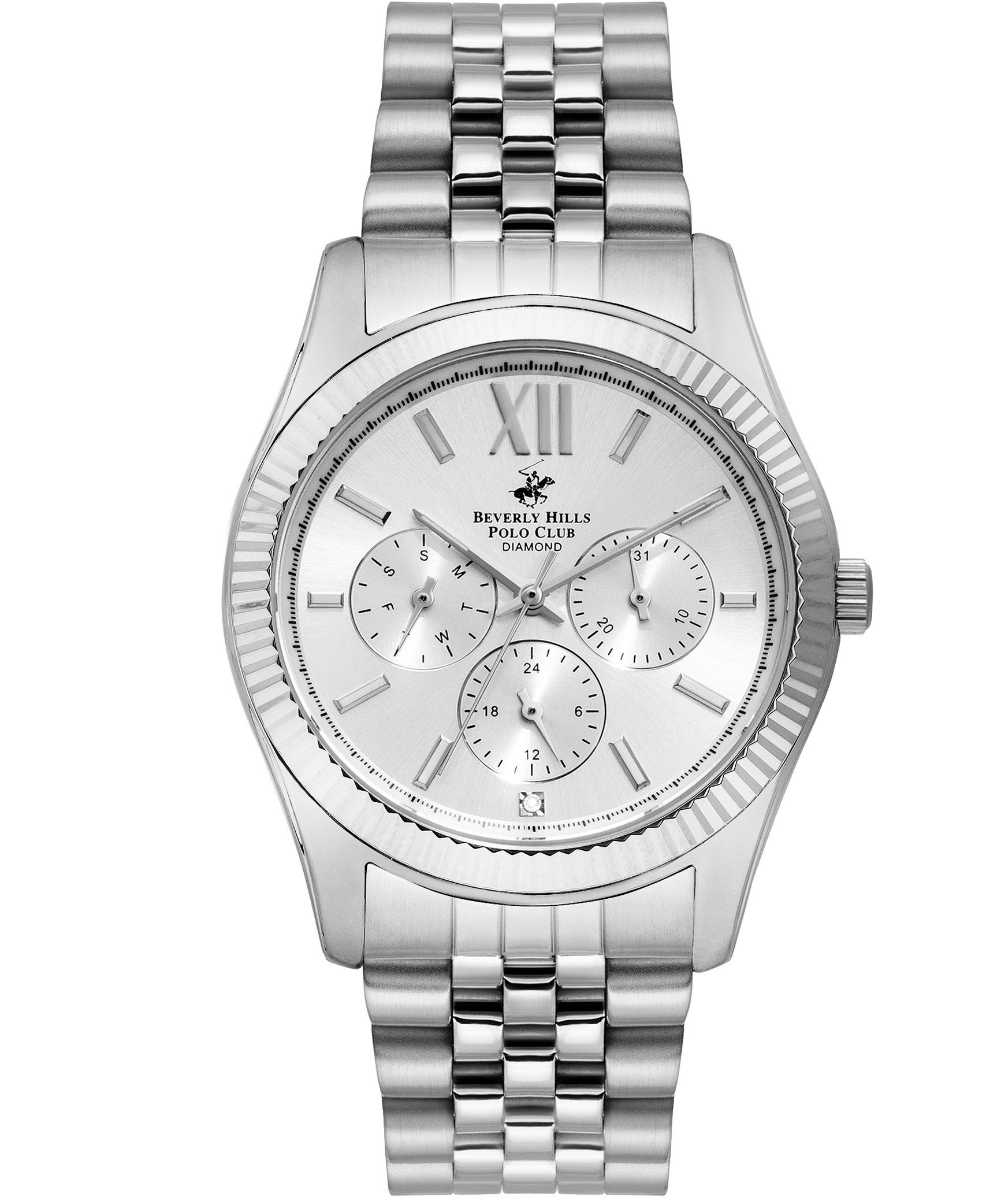 Beverly Hills Polo Club, Men's, Analog Watch, Silver Dial, with Stainless Steel Band, BH-BP3082C.330
