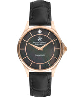Beverly Hills Polo Club Women's Analog Watch, Black Dial & Black Leather Strap, BP3243X.451