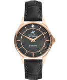 Beverly Hills Polo Club Women's Analog Watch, Black Dial & Black Leather Strap, BP3243X.451