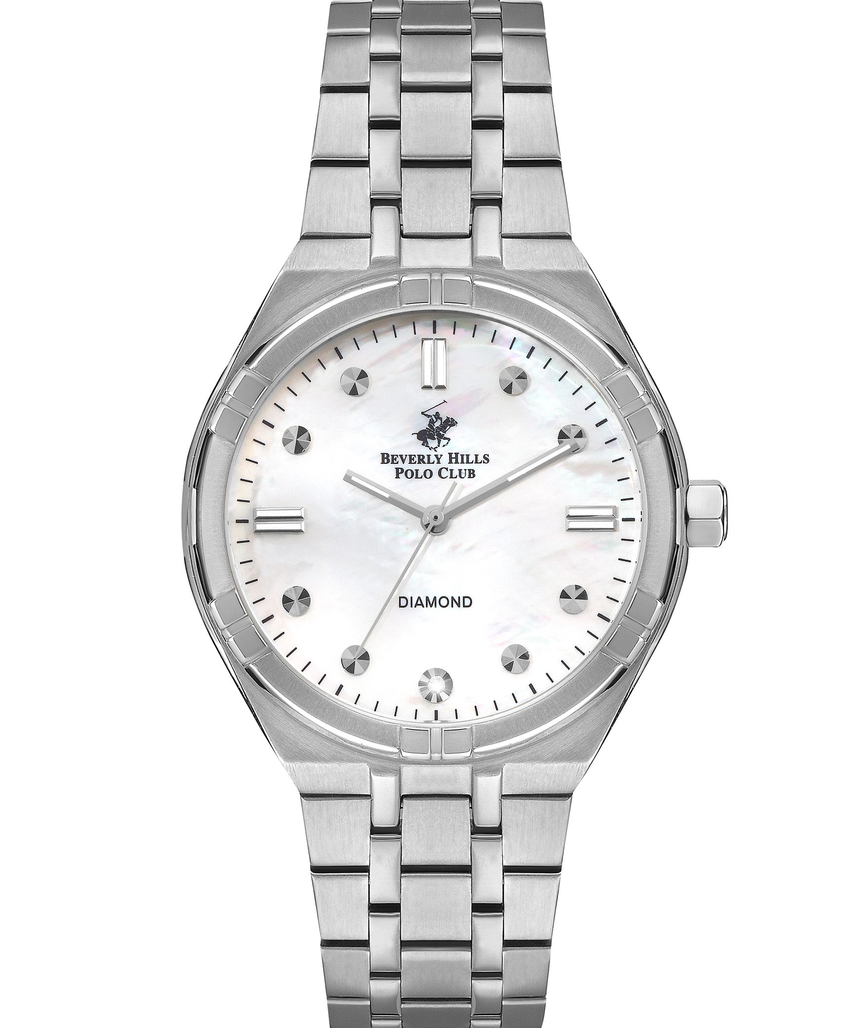 Beverly Hills Polo Club Women's Analog Watch, White Dial, Silver Stainless Steel Strap, BP3274X.320
