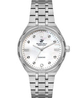 Beverly Hills Polo Club Women's Analog Watch, White Dial, Silver Stainless Steel Strap, BP3274X.320