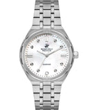 Beverly Hills Polo Club Women's Analog Watch, White Dial, Silver Stainless Steel Strap, BP3274X.320