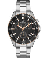 Beverly Hills Polo Club Men's Analog Watch, Gun Dial & Silver Stainless Steel Strap, BP3276X.550