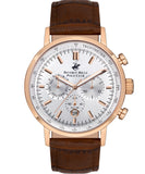 Beverly Hills Polo Club Men's Watch, Silver Dial & Brown Leather Strap, BP3303X.432