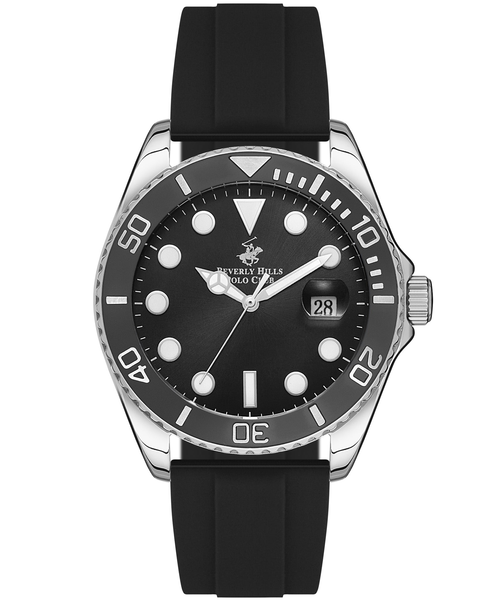 Beverly Hills Polo Club Men's Watch, Black Dial & Black Rubber Strap, BP3329X.351