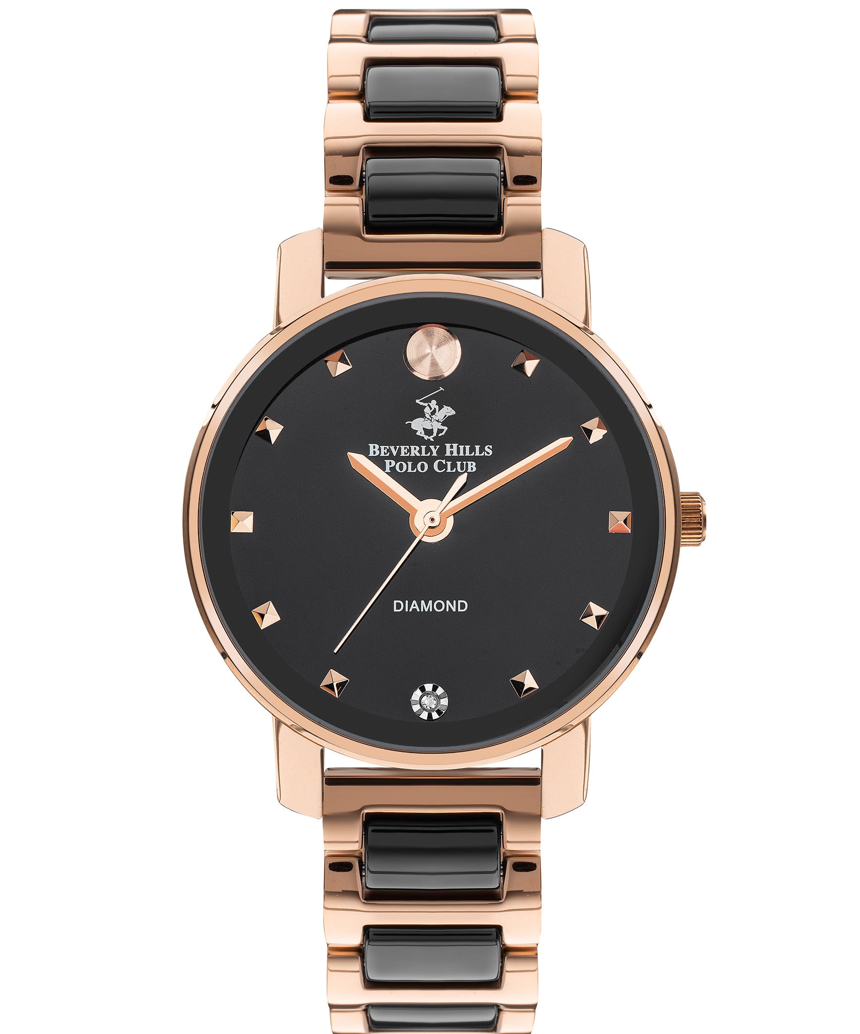 Beverly Hills Polo Club Women's Analog Watch, Black Dial & Two Tone Stainless Steel Strap, BP3349X.450