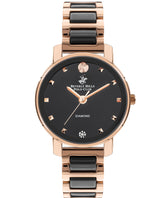 Beverly Hills Polo Club Women's Analog Watch, Black Dial & Two Tone Stainless Steel Strap, BP3349X.450