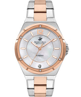 Beverly Hills Polo Club Women's Analog Watch, White Dial & Two Tone Stainless Steel Strap, BP3351X.520