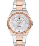 Beverly Hills Polo Club Women's Analog Watch, White Dial & Two Tone Stainless Steel Strap, BP3351X.520