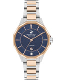 Beverly Hills Polo Club  Women's watch, Dark Blue Dial, Two Tone Stainless Steel Metal Strap Wrist Watch,BP3376X.590