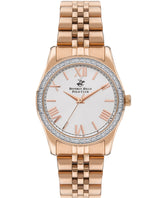 Beverly Hills Polo Club  Women's watch, Silver Dial, Gold Stainless Steel Metal Strap, Wrist Watch, BP3383C.430