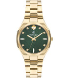 Beverly Hills Polo Club Women's watch,Green Dial, Gold Stainless Steel Metal Strap, Wrist Watch, BP3385C.170