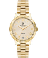 Beverly Hills Polo Club Women's watch, Golden Dial, Golden Stainless Steel Metal Strap, Wrist Watch,BP3386C.110