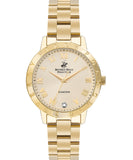 Beverly Hills Polo Club Women's watch, Golden Dial, Golden Stainless Steel Metal Strap, Wrist Watch,BP3386C.110