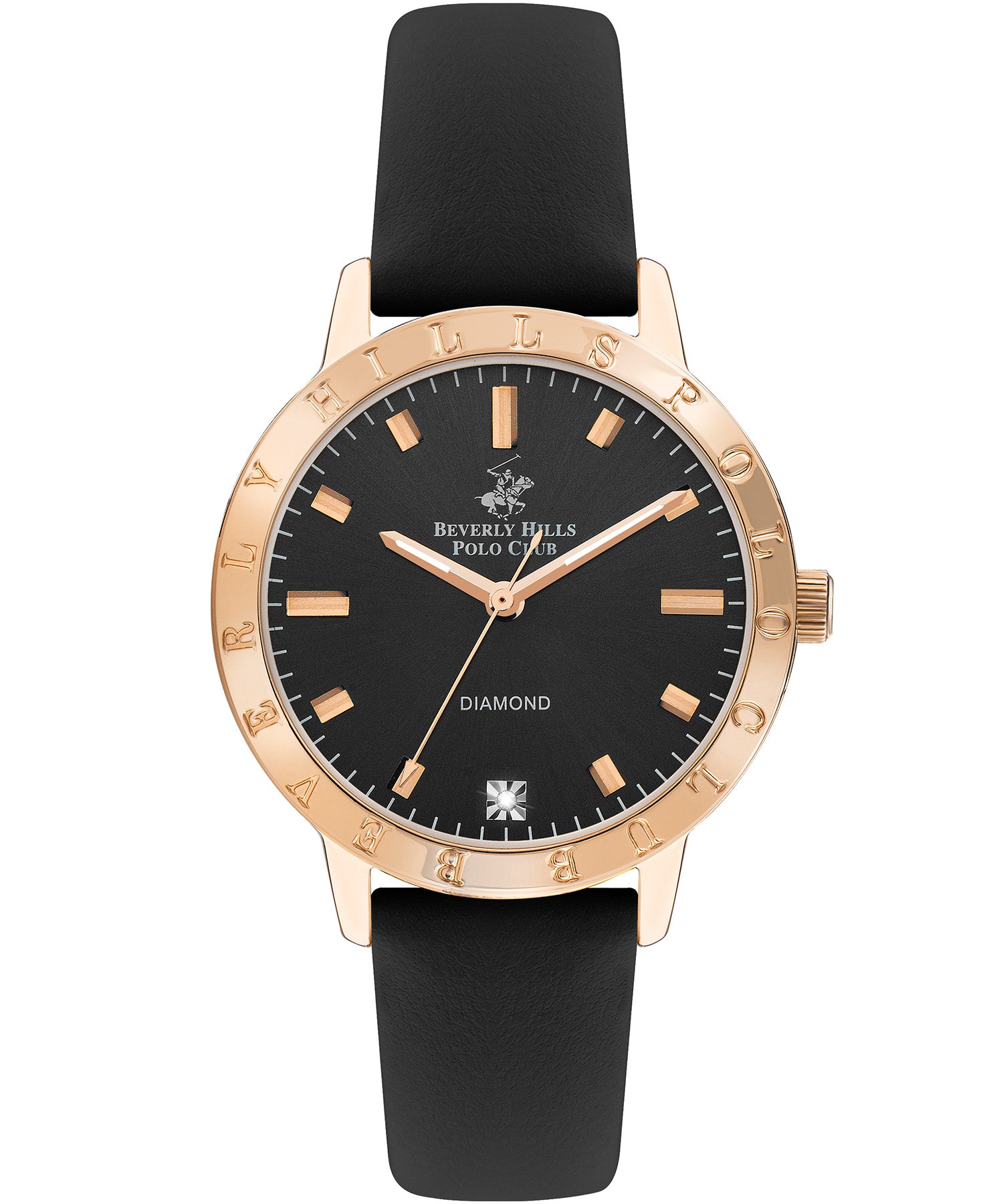 Beverly Hills Polo Club Women's watch, Black Dial, Black Leather Strap, Wrist Watch,BP3387C.451