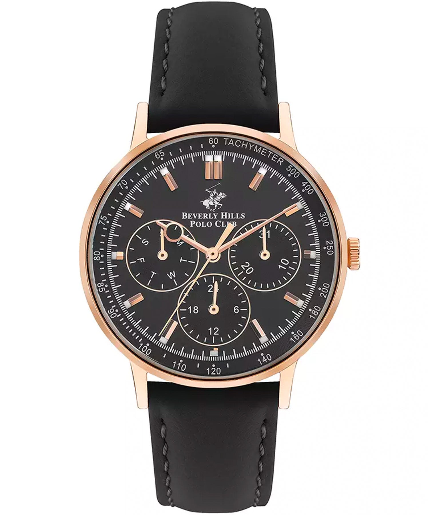 Beverly Hills Polo Club, Men's, Analog Watch, Black Dial, with Leather Band, BH-BP3391C.451