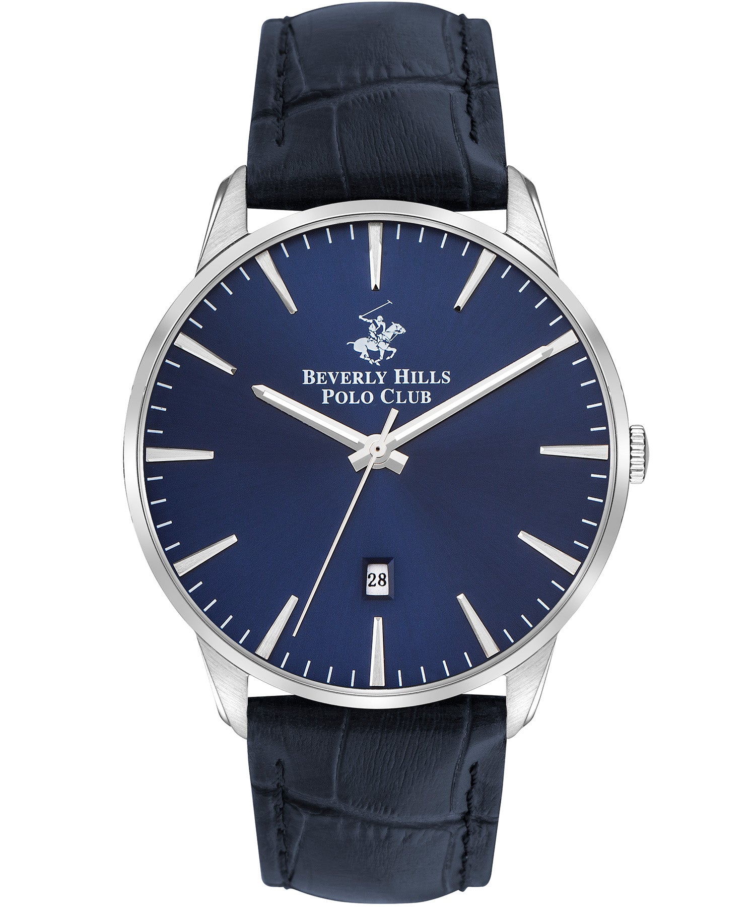 Beverly Hills Polo Club Men's watch, Dark Blue Dial, Black Leather Strap, Wrist Watch,BP3393X.399