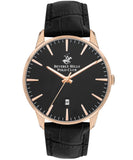 Beverly Hills Polo Club Men's watch, Black Dial, Black Leather Strap, Wrist Watch,BP3393X.451