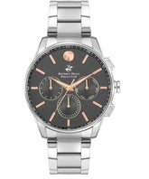 Beverly Hills Polo Club Men's watch, Black Dial,Silver Stainless Steel Strap, Wrist Watch,BP3396X.360