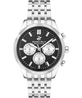 Beverly Hills Polo Club Men's watch, Black Dial,Silver Stainless Steel Strap, Wrist Watch,BP3397X.350