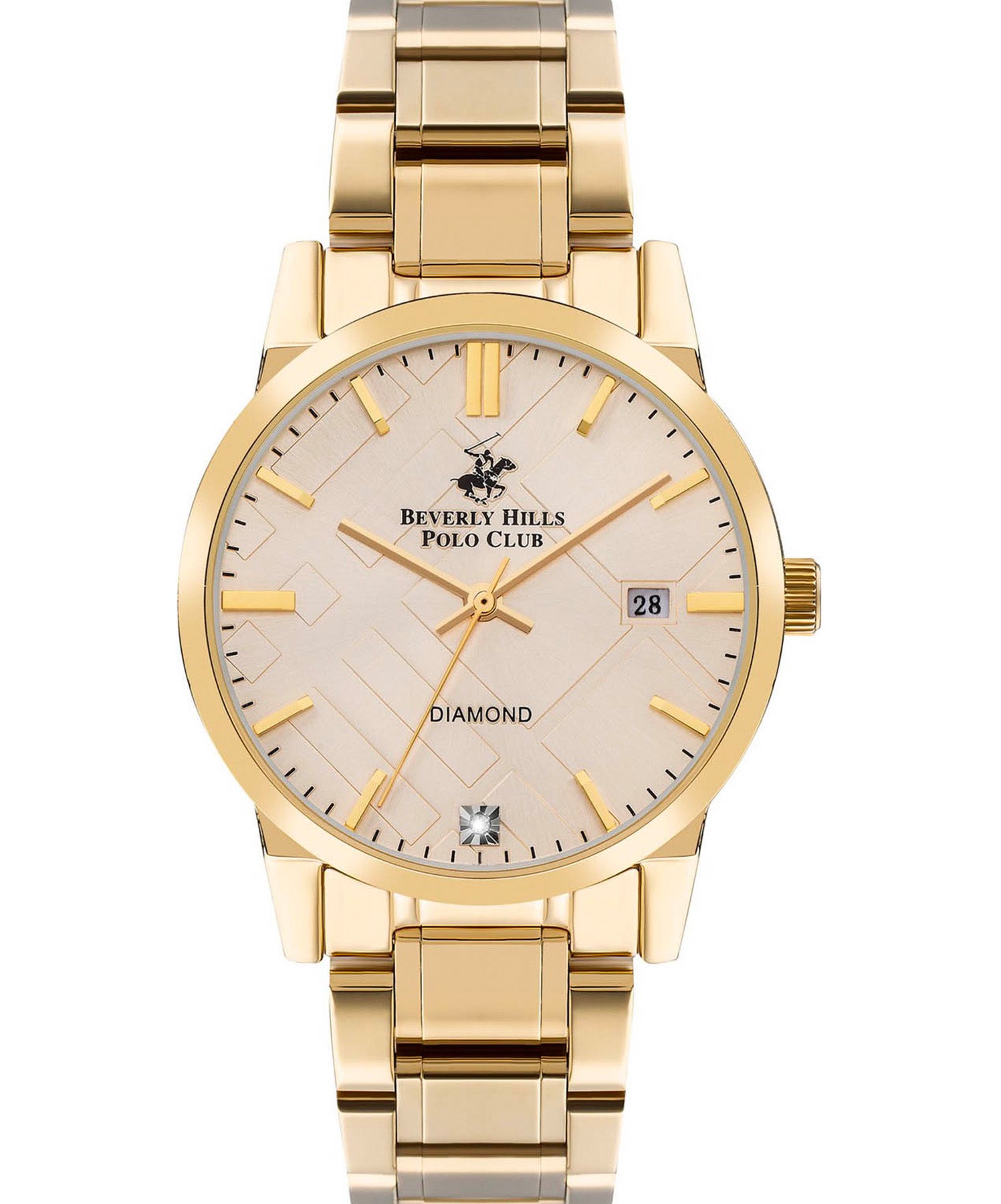 Beverly Hills Polo Club Women's watch, Beige Dial, Gold Stainless Steel Strap, Wrist Watch,BP3398C.110