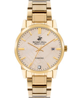 Beverly Hills Polo Club Women's watch, Beige Dial, Gold Stainless Steel Strap, Wrist Watch,BP3398C.110