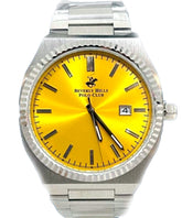 Beverly Hills Polo Club Men's watch, Yellow Dial, Silver Stainless Steel Strap, Wrist Watch,BP3405X.080