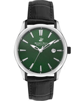 Beverly Hills Polo Club Men's watch,Green Dial, Black Leather Strap, Wrist Watch,BP3410X.371
