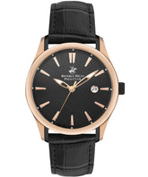 Beverly Hills Polo Club Men's watch,Black Dial, Black Leather Strap, Wrist Watch,BP3410X.851