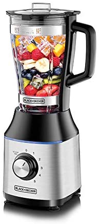 Black+Decker 700W High Speed Premium Blender, with Glass Jar Silver/Black, BX650G Blender BL-BX650G