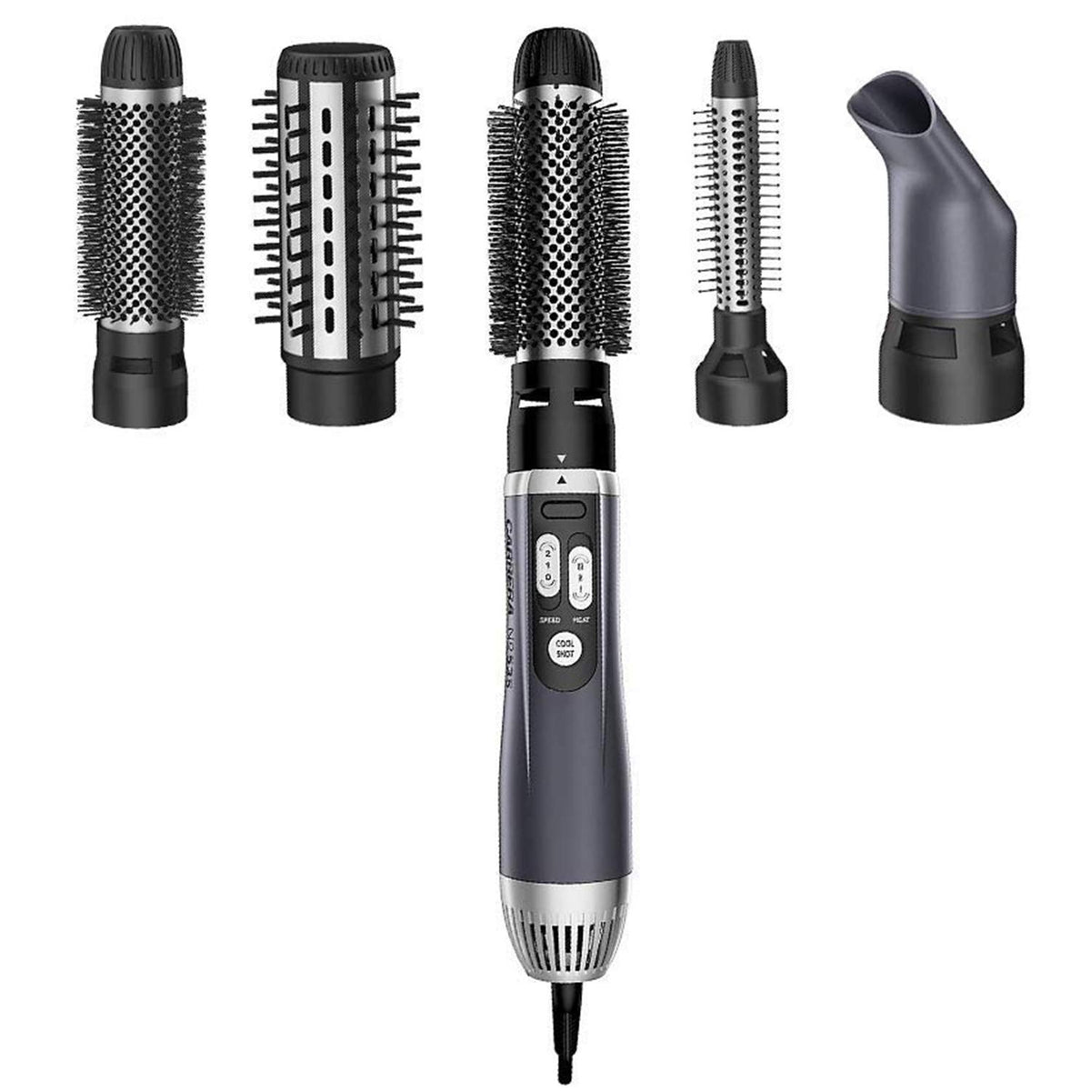 Carrera, Professional Hot Air Brush Styler for Women, Hot Hair Straightener, Curler for Volume with Styling Nozzles, NO535