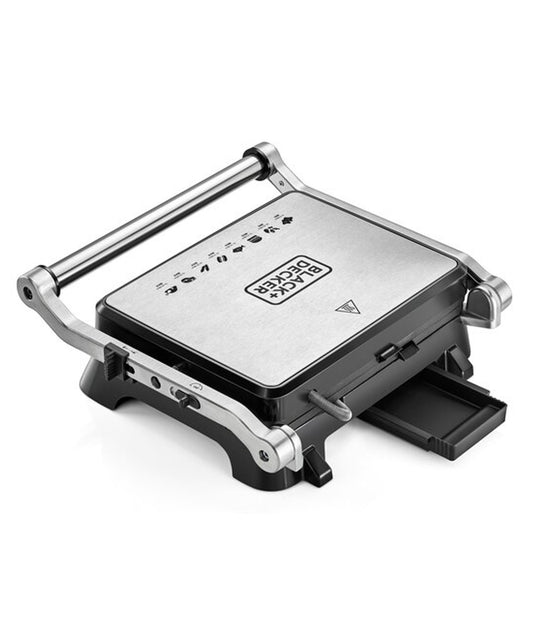 Black+Decker 1400W Contact Grill With Full Flat Grill For Barbecue, Black, CG1400 Grills BL-CG1400