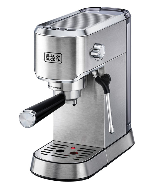 Black+Decker Espresso Coffee Machine, 15Bar, 1450 Watts, ECM150 Coffee Maker BL-ECM150