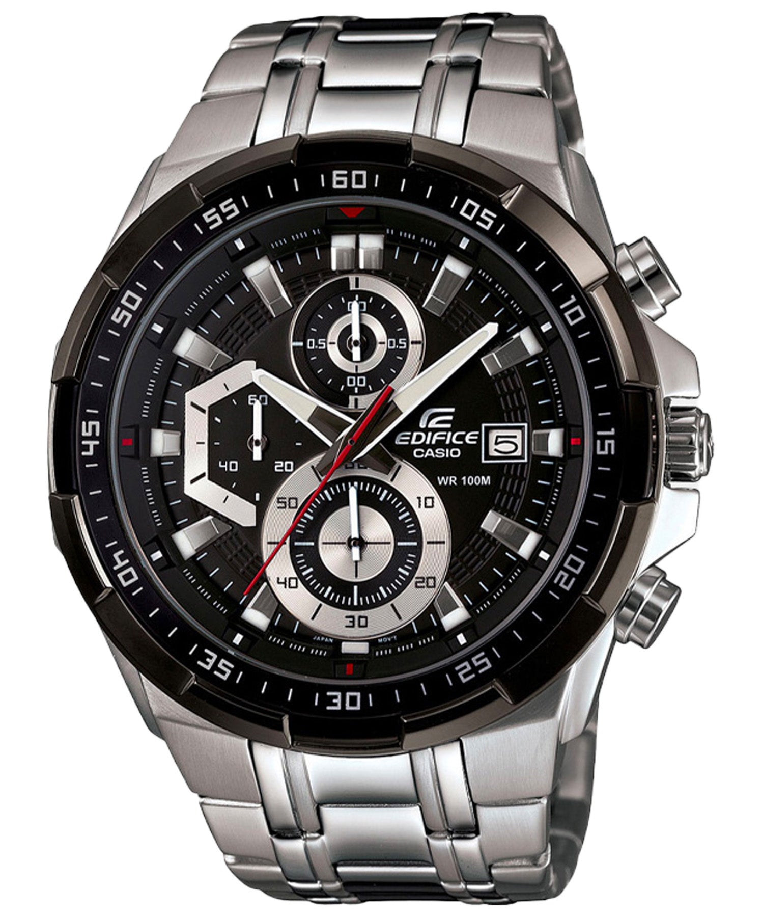 Edifice Men's Watch Chronograph, Black Dial Silver Stainless Band, EFR-539D-1AVUDF